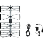 Electronic Master – Antenne externe de téléviseur avec amplificateur, 33 x 20,4 x 4 (po), argenté-Solide performance pour les chaînes 2 à -69, meilleure pour la bande UHF (21 à -69)