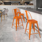 Flash Furniture – Tabouret de comptoir en métal, intérieur/extérieur, hauteur de 24 po, orange (CH3132024GBOR)-Finition enduite de poudre orange