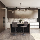CorLiving - Tabouret de bar Palmer réglable à haut dossier - gris delavé - lot de 2-Base réglable en acier gris foncé peint par poudrage