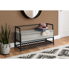 Monarch Specialties - 4500 Banc 42"L -Rangement Gris/Metal Noir-Fini sur tous les côtés dans une finition aspect bois gris avec un cadre en métal noir