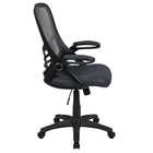 Flash Furniture Chaise de bureau ergonomique pivotante en maille grise foncée à dossier haut avec cadre noir et bras rabattables-Soutien lombaire intégré