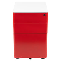 Flash Furniture Classeur À Verrouillage Mobile À 3 Tiroirs-Façade Blanche /Rouge (HZCHPL02REDWH)-Classeur moderne à 3 tiroirs avec cadre blanc et façade rouge