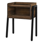 Monarch Specialties - 3583 Table D'Appoint - 23 po H/Faux Bois Brun/Metal Noir-Table d'appoint rectangulaire à 2 niveaux dans un fini faux bois récupéré brun avec un dessus de table de style plateau avec des bords surélevés sur les côtés et à l'arrière, des bords avant arrondis et 1 compartiment de rangement
