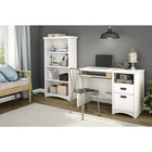 South Shore – Bibliothèque à 4 tablettes de la collection Artwork, blanc pur (10219)-Rainures décoratives pour un effet de lambris