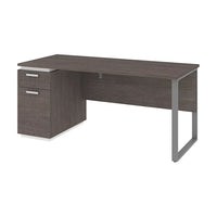 Bestar Aquarius Bureau avec un caisson - Gris Écorce et Blanc-Faite de panneaux de particules haute densité conformes à la norme CARB phase 2