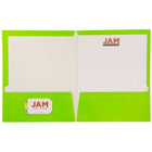 JAM Paper Chemises de présentation lustrées avec deux pochettes, vert lime, 12/paquet-3