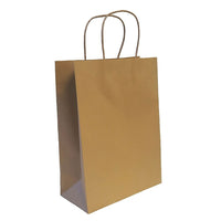 Wamaco - Sacs de magasinage recyclés 100 %, poignée torsadée, Kraft,  10 x 5 x 13 1/2 po, paquet de 100 (14-5702K)-Kraft 100% recyclé, emballage pour tous les produits de détail, utilisez des autocollants avec logo de l'entreprise ou un tampon encreur pour la publicité.