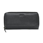 Roots - Portefeuille mince à deux volets et à glissière pour dames - Noir-Noir - Cuir