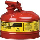 JustriteMD – Bidon de sécurité de type I sans entonnoir, 2,5 gal, 11 3/4 x 11 1/2 po, rouge-Les bidons de sécurité de type I sont conçus avec un seul bec pour remplir et verser toutes sortes de liquides inflammables