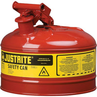 JustriteMD – Bidon de sécurité de type I sans entonnoir, 2,5 gal, 11 3/4 x 11 1/2 po, rouge-Les bidons de sécurité de type I sont conçus avec un seul bec pour remplir et verser toutes sortes de liquides inflammables