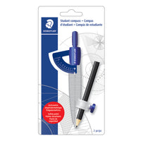 Staedtler Compas et Crayon pour Étudiant-Argent / Bleu-Compatible avec la plupart des crayons graphite, porte-mines et stylos
