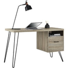 Ameriwood Home - Landon Bureau d'ordinateur - 114,3cm L x 71,3cm H x 49,5cm P - Chêne gris vieilli-Fabriqué à partir de panneaux de particules stratifiés et de pieds en métal, ce bureau aura non seulement fière allure, mais il est également robuste