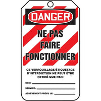 By-The-Roll - Étiquettes Danger; Ne pas faire fonctionner avec bandes, SAS453, 250/paquet-Langue : anglais