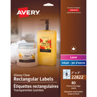 Avery 22822 Étiquettes rectangulaires imprimables jusqu'au bord, transparentes glacées, laser/jet d'encre, 2" x 3", 80/pqt-1