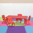 Flash Furniture – Ensemble avec table d’activités rectangulaire réglable de 24 x 48 po et 4 chaises d’école empilables, rouge-Table d'activité