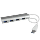 StarTech Concentrateur USB 3.0 portatif à 4 ports avec câble intégré-Le concentrateur est élégant et stylé avec un fini sable argenté qui s’agence à votre MacBook