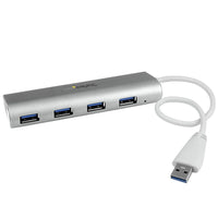 StarTech Concentrateur USB 3.0 portatif à 4 ports avec câble intégré-Le concentrateur est élégant et stylé avec un fini sable argenté qui s’agence à votre MacBook