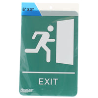 Headline Sign - Panneau de sortie avec homme qui court - 6 po H x 9 po L - Vert-Message du panneau : « EXIT » (Sortie)
