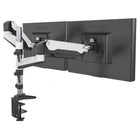ShoppingAll Support de bureau à pince pour écran, entièrement réglable, à double ressort à gaz - Blanc-Peut accueillir deux moniteurs 15"-32", chaque bras peut accueillir un moniteur de 17.6lb/8kg avec des trous de montage VESA de 75mm x75mm ou 100mm x 100mm