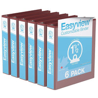 Davis Group Super offre Easyview, Reliure View à anneaux ronds 1.5 po, personnalisable, paquet de 6 - Bourgogne-3 Reliure À Anneaux