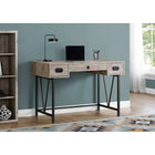 Monarch - Bureau - 48"L/Faux Bois Taupe/Metal Noir-2 tiroirs latéraux à coulisses de métal accentués avec des poignées en métal couleur noir