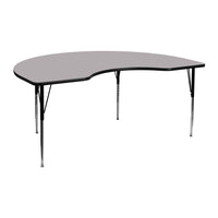 Flash Furniture – Table d’activités haricot, surface thermofusionnée 48x72 po, pattes standards, haut ajustable, gris-Stratifié gris