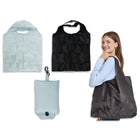 Link Products - Sac de courses pliable avec pochette assortie - 22,83 po x 14,57 po - Noir - Lot de 2-pochette assortie