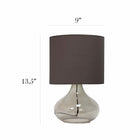 Lampe de table en verre goutte d'eau Simple Designs avec abat-jour en tissu, gris fumée avec abat-jour gris-Base en verre gris fumée et  Abat-jour en tissu gris