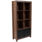 Bibliothèque de la collection New Lancaster à 6 cubes de rangement de 59,5 po haut. avec finition grain de bois de chêne-Finition stratifiée de grain de bois de chêne coupé