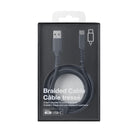 Basic Tech - Câble USB-C Tressé de 6 pi - Charbon-6 pieds de longueur