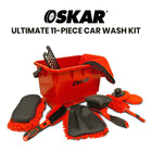 Oskar - Kit de lavage de voiture 11 pièces - Rouge-Comprend des outils pour le nettoyage et l’esthétique intérieurs et extérieurs