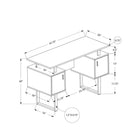 Monarch Specialties - 7605 Bureau 48 po L - Metal Argent/Blanc-Dimensions du produit : 47,5 po L x 20 po P x 30 po H