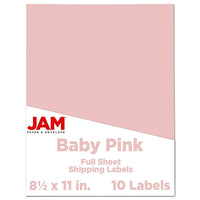 Jam Paper Étiquettes autocollantes pleine page, 8 1/2 x 11 po, rose pastel, 10/paquet-Taille : 8,5 x 11 po