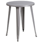 Table ronde de 24 po en métal avec 4 chaises de bistro, intérieur/extérieur, argenté [CH-51080TH-4-18CAFE-SIL-GG]-Revêtement thermolaqué argenté