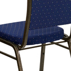 Flash Furniture – Chaise banquet empilable à dossier couronne, siège 2,5 po, doré, tissu bleu, 4/bte (FDC01GVS0810)-Panneau arrière sans couture