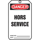 Étiquettes de sécurité Danger; Hors service, SAU846, 25/paquet-Langue : français