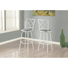 Monarch Specialties - 2377 Tabouret De Bar - Pivotant/Blanc/Tissu Gris - Paquet de 2-Ensemble de deux (2) tabourets contemporaines