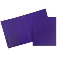 JAM Paper Chemise de présentation 2 pochettes, plastique robuste, 9 x 12 po, violet, 12/paq.-Violet