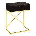 Monarch Specialties - 3476 Table D'Appoint - 24 po H/Espresso/Metal D'Or-Dessus de table rectangulaire spacieux fini en espresso