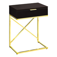 Monarch Specialties - 3476 Table D'Appoint - 24 po H/Espresso/Metal D'Or-Dessus de table rectangulaire spacieux fini en espresso
