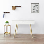 Danawares - Bureau Moderne avec Rangement - Blanc-Sous le dessus du bureau se trouve un miroir! Fermoir a air pour fermer sécuritairement le couvert