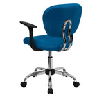 Flash Furniture - Fauteuil fonctionnel H2376FTURARMS, dossier mi-hauteur, mailles, accoudoirs fixes, turquoise-Siège et dossier rembourrés en maille