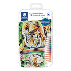 Staedtler - Crayons de couleur, couleurs assorties, paquet de 12-Forme triangulaire ergonomique pour un coloriage en tout confort