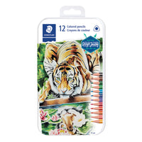 Staedtler - Crayons de couleur, couleurs assorties, paquet de 12-Forme triangulaire ergonomique pour un coloriage en tout confort