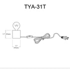 Dainolite - Lampe de table à incandescence moderne Tonya, 1 lumière, gris-Le cordon de 6 pieds offre une portée suffisante