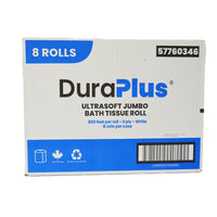 DuraPlus - Papier hygiénique UltraSoft Jumbo à 2 épaisseurs - Blanc - Paquet de 8-Offre des performances supérieures et une plus grande valeur ajoutée