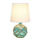 Lampe de table Elegant Designs en verre de mer océanique avec abat-jour en tissu blanc, Aqua-9  po x 9  po x 15.25   po
