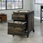 Sauder - La Collection Foundry Road Caisson classeur - Finition Carbon Oak-Deux tiroirs sont dotes de glissieres à extension complete.