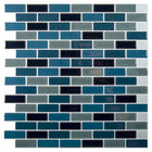 CTG Brands – Carreaux muraux « pelez et collez », mini carrés de métro, 10 po x 10 po, sarcelle/gris/noir, paq./6-Ensemble : livré dans une boîte de 6 feuillets de carreaux muraux de qualité supérieure, adaptés aux surfaces lisses et propres