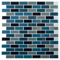 CTG Brands – Carreaux muraux « pelez et collez », mini carrés de métro, 10 po x 10 po, sarcelle/gris/noir, paq./6-Ensemble : livré dans une boîte de 6 feuillets de carreaux muraux de qualité supérieure, adaptés aux surfaces lisses et propres